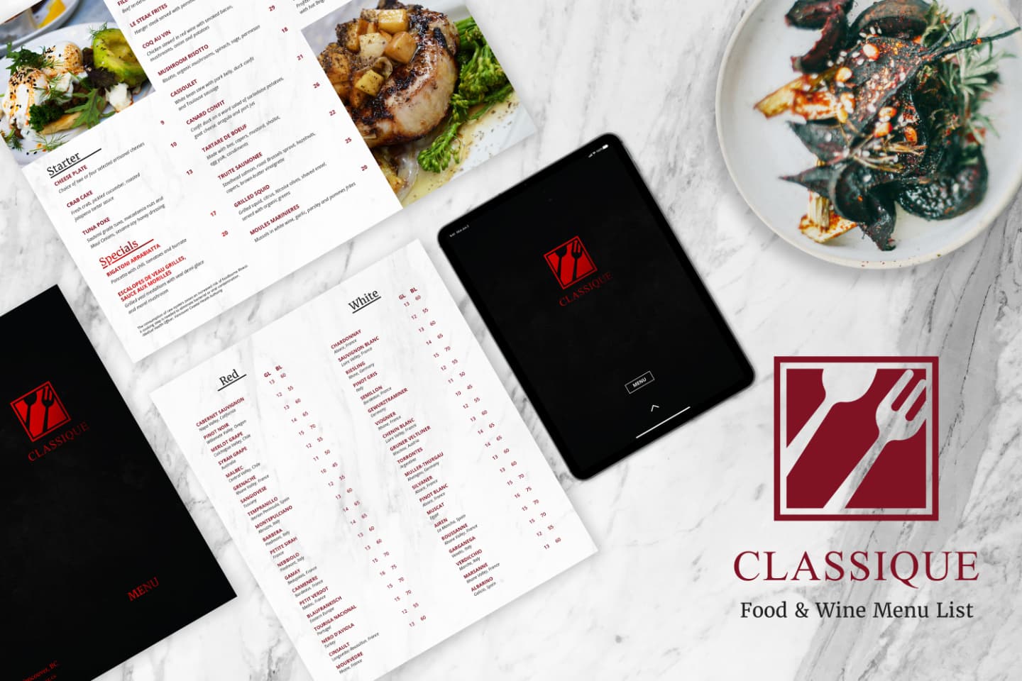 Cover image for Classique Restaurant Menu